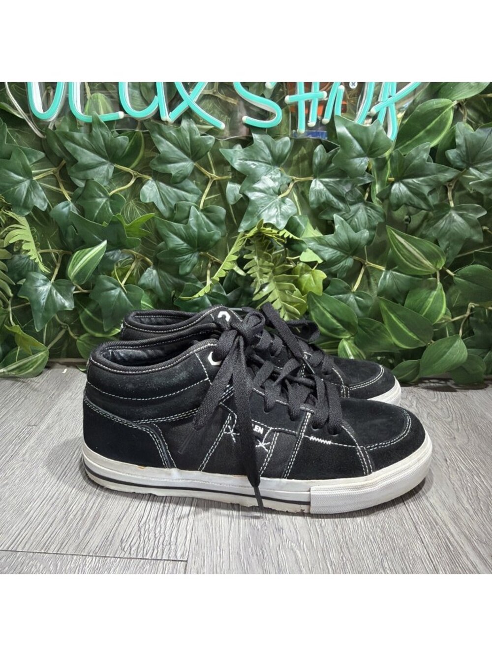 Fallen Volt Chris Cole Mid Suede Skateboarding Skate Shoes Black Men Size 7.5